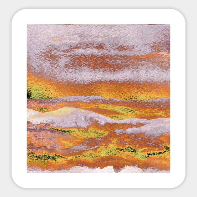 Watercolor Orange Mountains Landscape Sticker by Moon Art